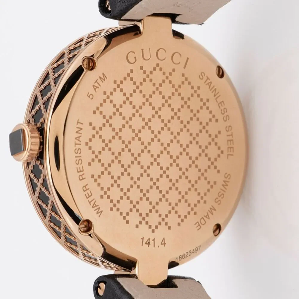 Gucci Rose Gold Leather Diamantissima 32mm Watch